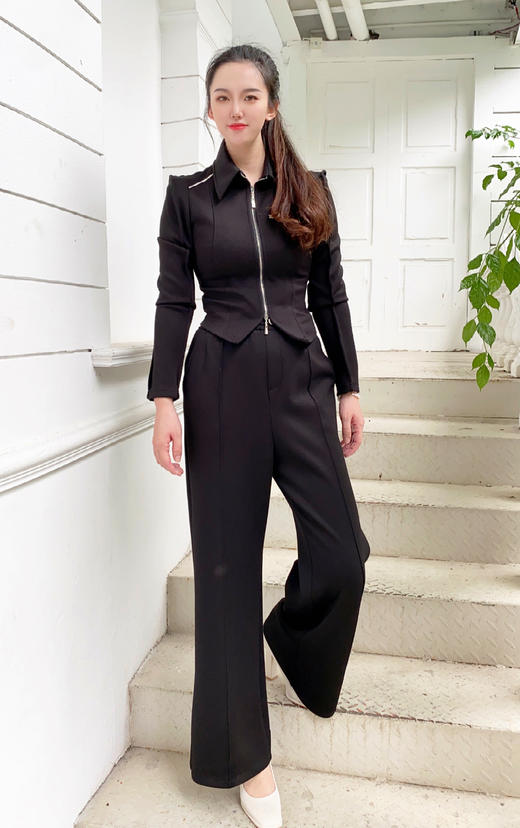 漆黑色、窃蓝色长裤HJ1L05 商品图4