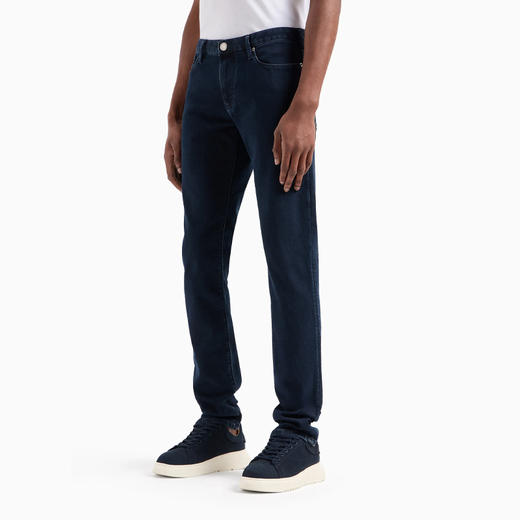 EMPORIO ARMANI 阿玛尼 男士金属徽标修身牛仔裤 深蓝色 8N1J06 1G0IZ 0942 商品图1