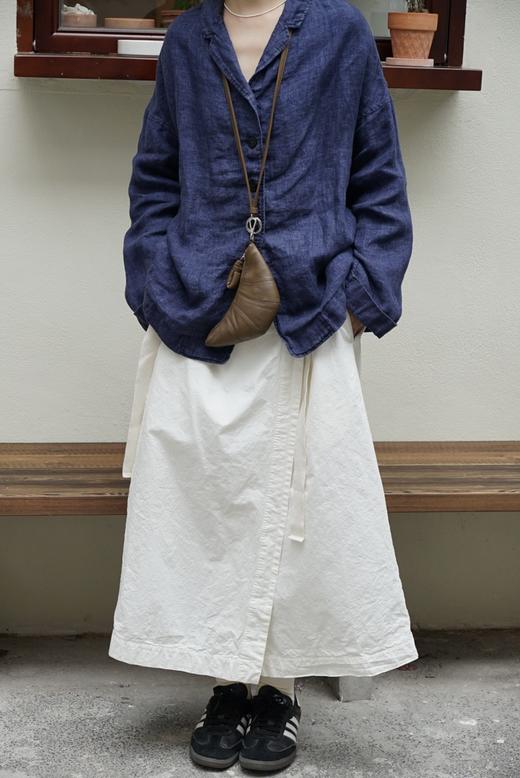 ALBUM DI FAMIGLIA 蓝染亚麻宽松西装外套 商品图1