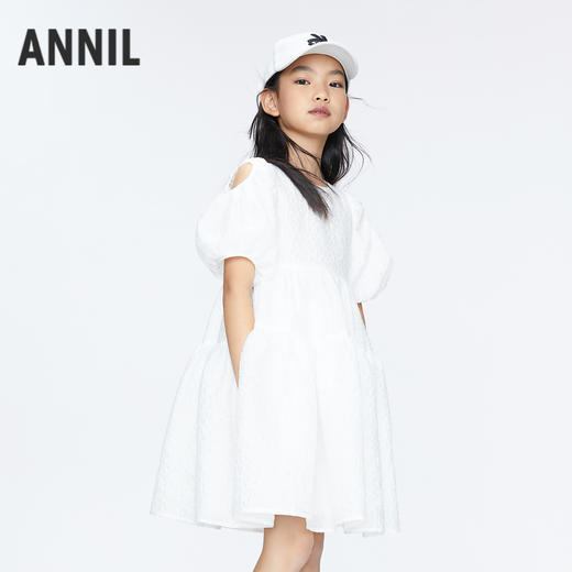 女童泡泡袖甜美连衣裙裙子BLUE新款安奈儿童装实体店同款AG423831 商品图1