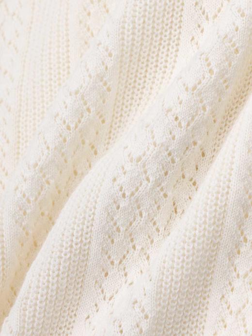 COCO ZONE“艾米”100棉时尚薄款镂空短袖针织衫简约单排扣上衣CC2B0796 商品图6