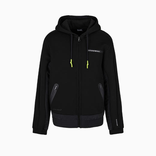 EMPORIO ARMANI EA7 阿玛尼 男士字母徽标棉质混纺连帽运动卫衣 黑色 3DPM19 PJUXZ 1200 商品图0