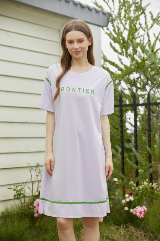 【满2件/99元】【秀黛】女撞色休闲短袖裙女士夏季睡裙家居服L2551082T【门店同款】 商品图1