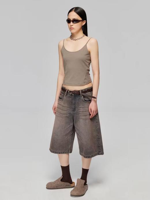 Simple Project/Y2426/混纺弹力针织深U领紧身短款吊带 商品图2