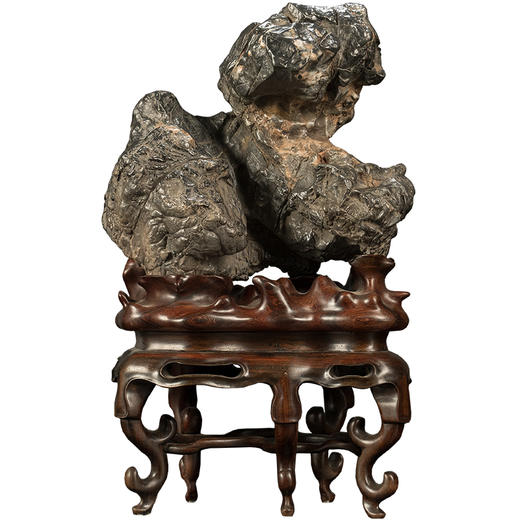 清 灵璧石狮形文房赏石（红木座） 商品图5