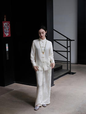 盛唐婧 |桑蚕丝团团圆圆中式直筒裤（拉链款）