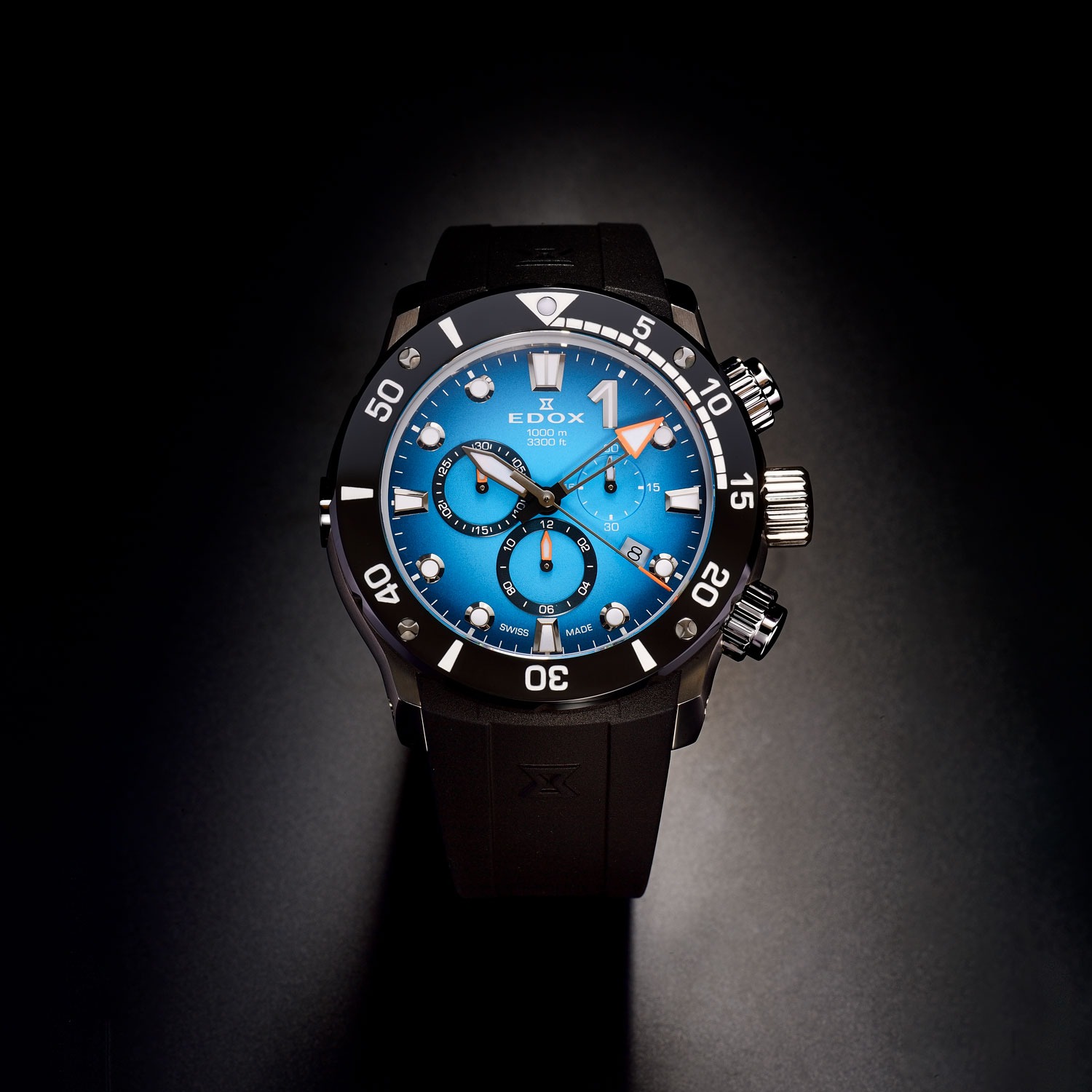 现货瑞士EDOX依度钛金属陶瓷圈千米防水石英计时手表CO1男士夜光