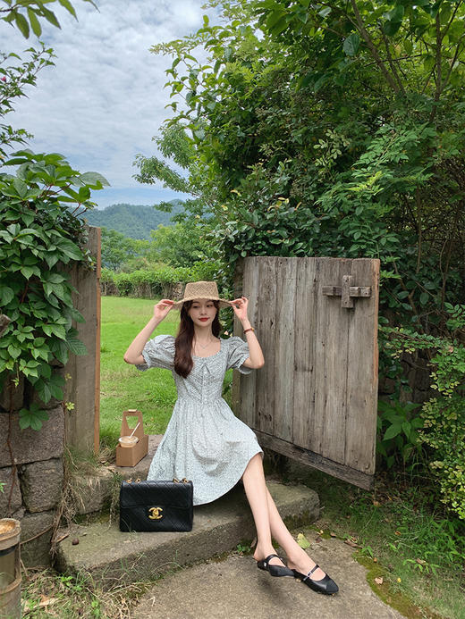 金蘑菇菇【浪漫热气球】数码油画印花俏皮清爽法式连衣裙 商品图1