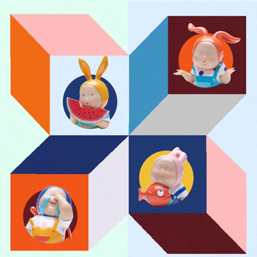 稀奇艺术 《表情包》吃瓜兔比比办公室可爱多巴胺雕塑摆件创意礼品 商品图1