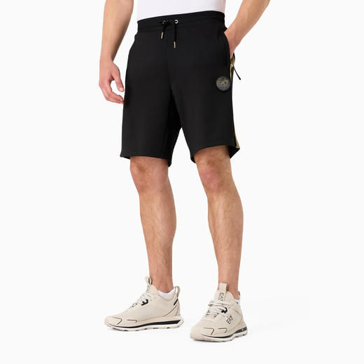 EMPORIO ARMANI EA7 阿玛尼 男士 EA7 徽标贴花休闲短裤 黑色 3DPS67 PJMTZ 1200 商品图1