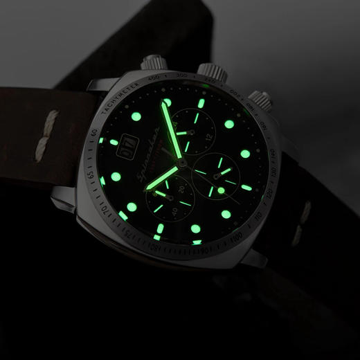 英国SPINNAKER三角帆HULL复古模拟机械石英计时手表夜光防水皮带 商品图2