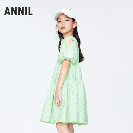 女童泡泡袖甜美连衣裙裙子BLUE新款安奈儿童装实体店同款AG423831 商品图2