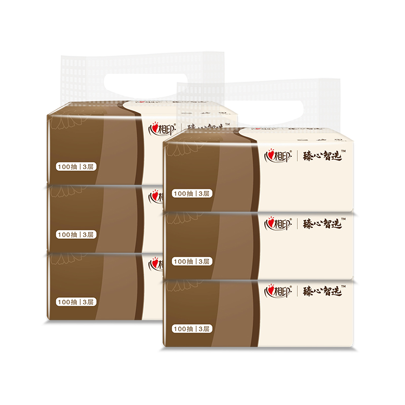 心相印软抽臻心智选3层100抽6包（臻选好纸，匠心品质）