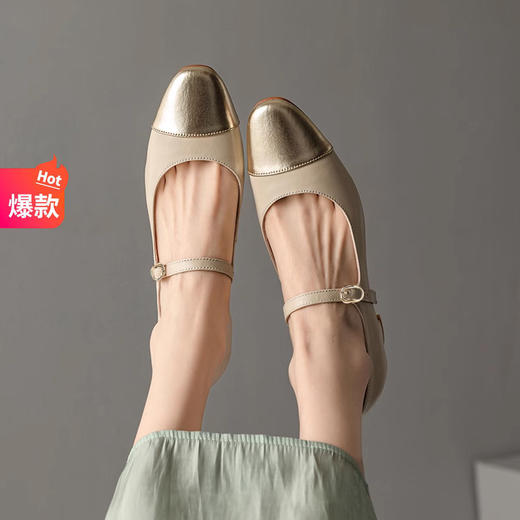 品质好货 | Safiya索菲娅2023新款二层羊皮粗跟复古玛丽珍鞋方头单鞋SF32115708 商品图0