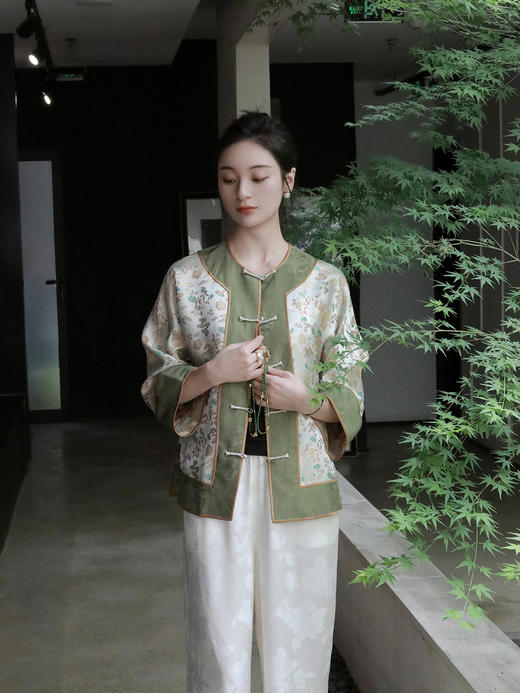 盛唐婧 |重缎真丝宋锦云松纹对襟外套 商品图5