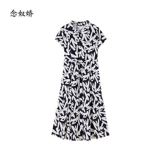 【商场同款】CND4597 “艺术家连衣裙 ”轻薄纯棉 衬衫领几何线条连衣裙 收腰显瘦 中长款了连衣裙 商品图1