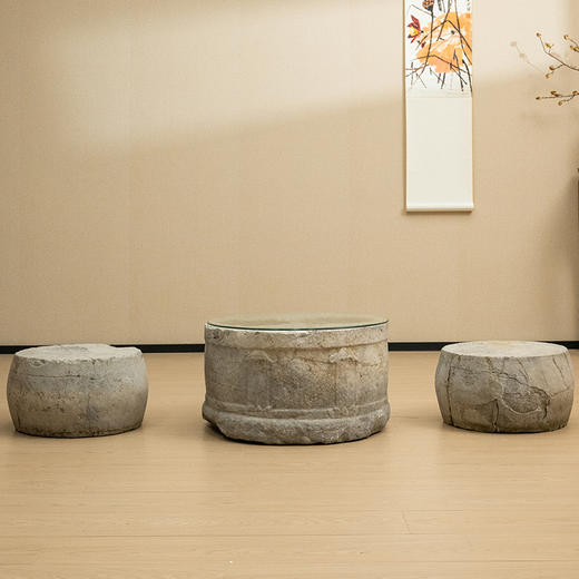 清 石雕双联池圆台及石雕鼓凳（一对） 商品图0