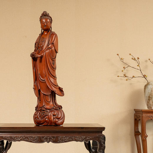清 黄杨木雕净瓶观音像 商品图3