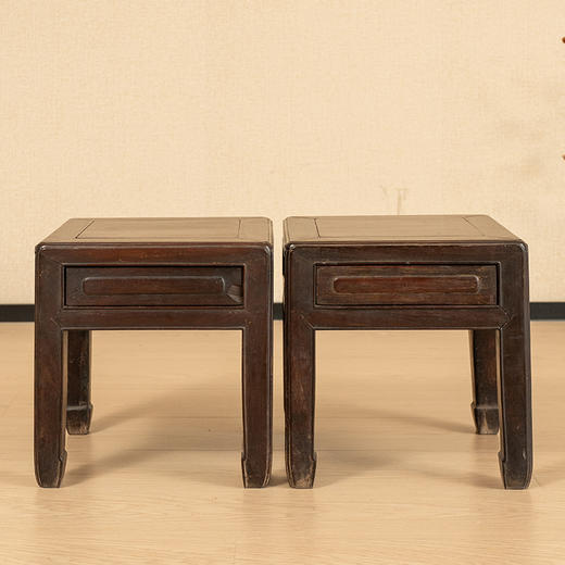 清 红木带屉四面平方凳（一对） 商品图0