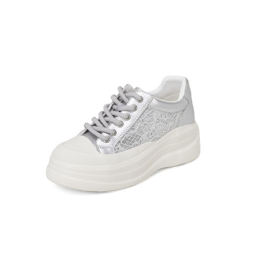 westory春夏新款休闲厚底轻便舒适圆头百搭老爹鞋板S24CM74231 商品图2