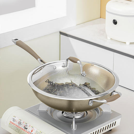 Debo德铂纯钛炒锅无涂层物理不粘炒菜锅32cm抗菌电磁炉通用 商品图5