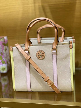 母亲节折扣￥1850🇺🇸直邮，Tory Burch/TB新款Blake帆布小号托特包，马卡龙拼色~~可手提可斜挎，约25x19x11cm