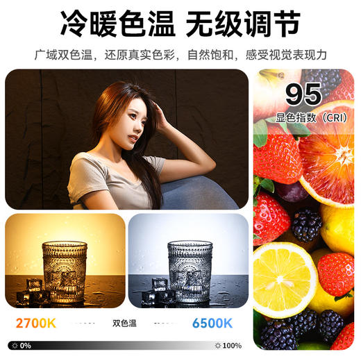 Ulanzi优篮子VL200Bi双色温影室灯200W大功率COB灯室内直播摄影灯专业补光灯保荣卡口摄像V口聚光灯 商品图4