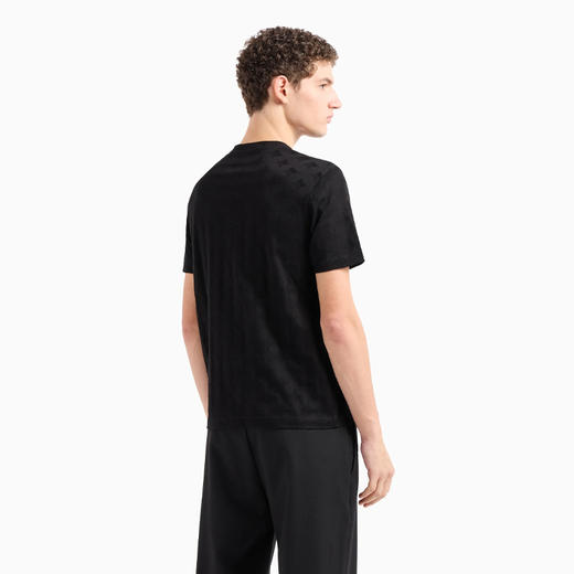 EMPORIO ARMANI 阿玛尼 通体提花图案图案平纹针织圆领短袖 T 恤 黑色 3D1T7S 1JGMZ 0999 商品图2