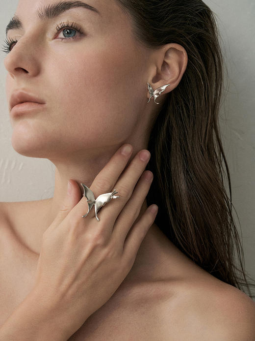 monSecret｜HB240201 蝶翼不对称耳钉【ELYSIA】 [ 银 _P / 金_G  ] 商品图2