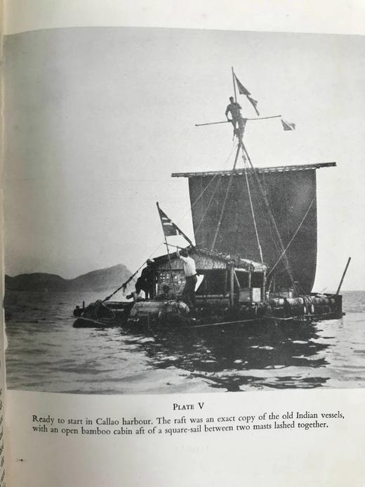 1950年 托尔·海尔达尔《孤筏重洋》 18幅插图 布面精装大32开 商品图9