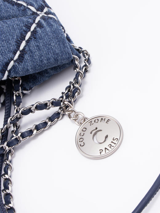 COCO ZONE2024小香风牛仔斜挎包菱格链条迷你手提包CC2B0771 商品图2