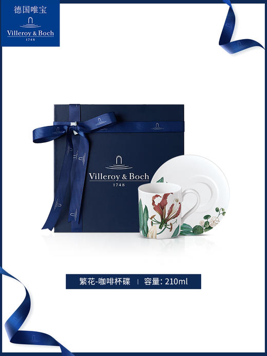 【VilleroyBoch 德国唯宝】骨瓷礼赠下午茶咖啡杯碟繁花210ml 商品图2