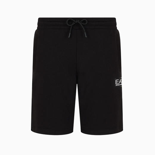 EMPORIO ARMANI EA7 阿玛尼 男士 EA7 徽标棉质休闲短裤 黑色 3DPS74 PJ07Z 1200 商品图0