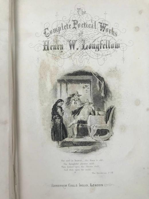 约19世纪后期 朗费罗诗集 6幅钢版画插图 漆布精装32开 商品图3