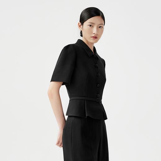XL1XXL1朗姿短袖收腰修身短款醋酸西装外套女法式通勤(货号:LSET01WJK112) 商品图3