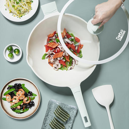 Debo德铂炒锅不粘锅无涂层炒菜锅有钛家用电磁炉燃气灶专用 卡姆洛 商品图2