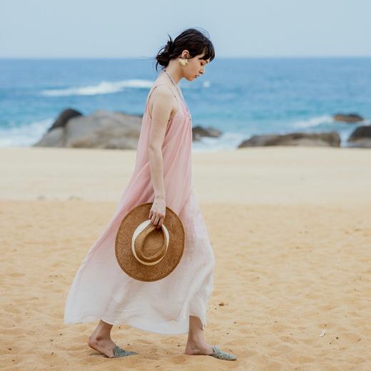 绽放旅行女装368+308朵/海边度假穿搭连衣裙苎麻手工蓝染苏木盘扣吊带 商品图2