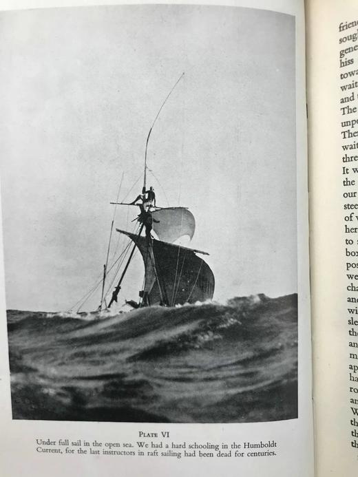 1950年 托尔·海尔达尔《孤筏重洋》 18幅插图 布面精装大32开 商品图10