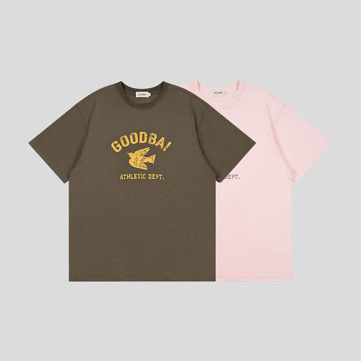 GOODBAI logo飞行白鸽做旧印花oversize短袖T恤 商品图1