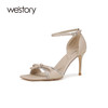 westory方头法式优雅细高跟凉鞋露趾高跟鞋气质名媛S24BG61891 商品缩略图1