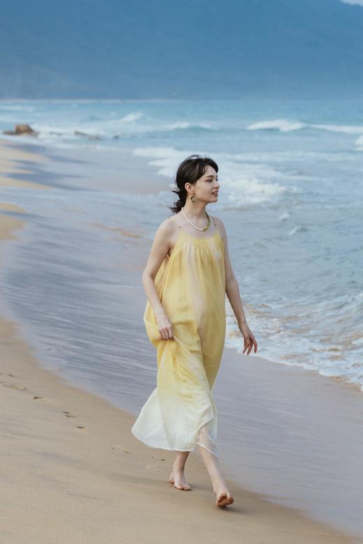 绽放旅行女装368+308朵/海边度假穿搭连衣裙苎麻手工蓝染苏木盘扣吊带 商品图5