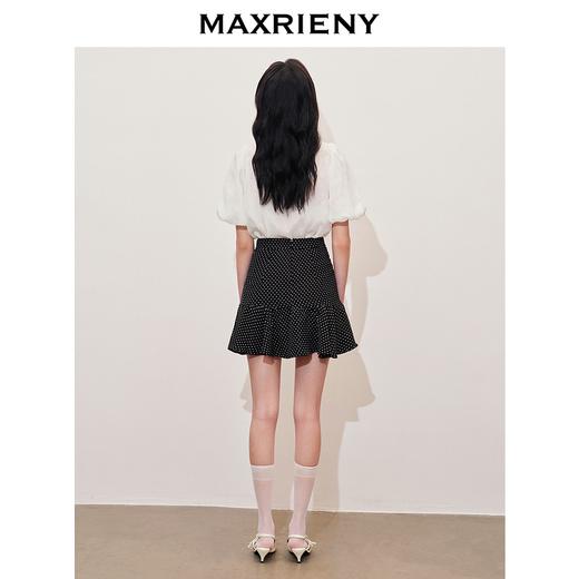 MAXRIENY2024小香风气质白色高腰时尚休闲印花设计师蕾丝雪纺衫(货号:MS85TP057) 商品图3