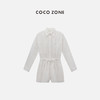 COCO ZONE "月下白茶“女士连体衣裤夏季翻领抽绳收腰气质衬衣连短裤CC2B0731 商品缩略图0