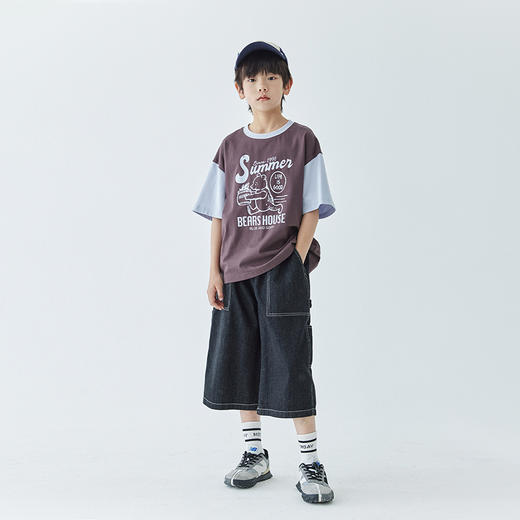 蓝汽水 844B24420 拼色短袖T恤 商品图5