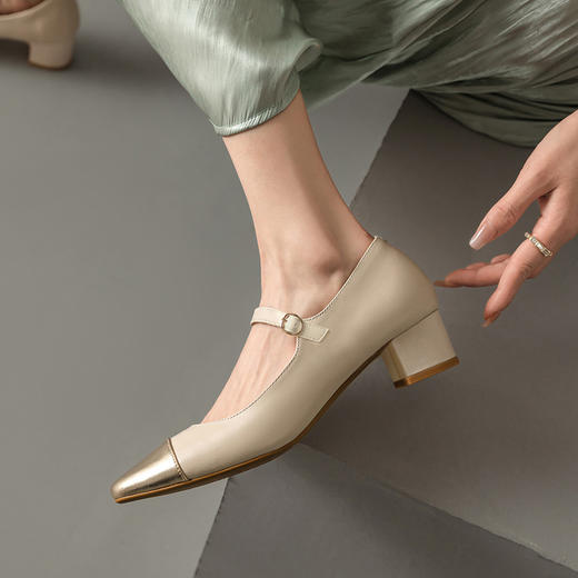 品质好货 | Safiya索菲娅2023新款二层羊皮粗跟复古玛丽珍鞋方头单鞋SF32115708 商品图2