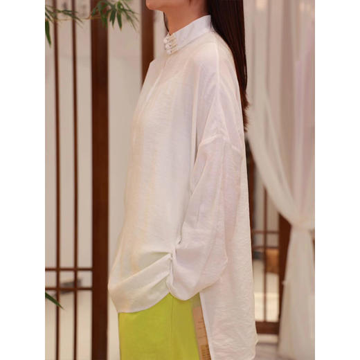 【抖音专属】立领衬衣（22810120-凝脂） 商品图0