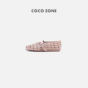 COCO ZONE2024夏季浅口一字带单鞋时尚镂空百搭平底鞋CC2B0881