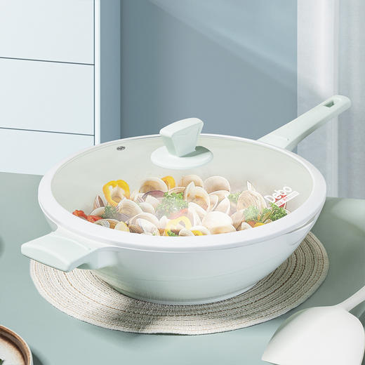 Debo德铂炒锅不粘锅无涂层炒菜锅有钛家用电磁炉燃气灶专用 卡姆洛 商品图5