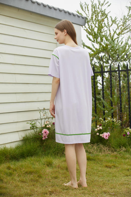 【满2件/99元】【秀黛】女撞色休闲短袖裙女士夏季睡裙家居服L2551082T【门店同款】 商品图3