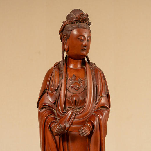 清 黄杨木雕净瓶观音像 商品图2